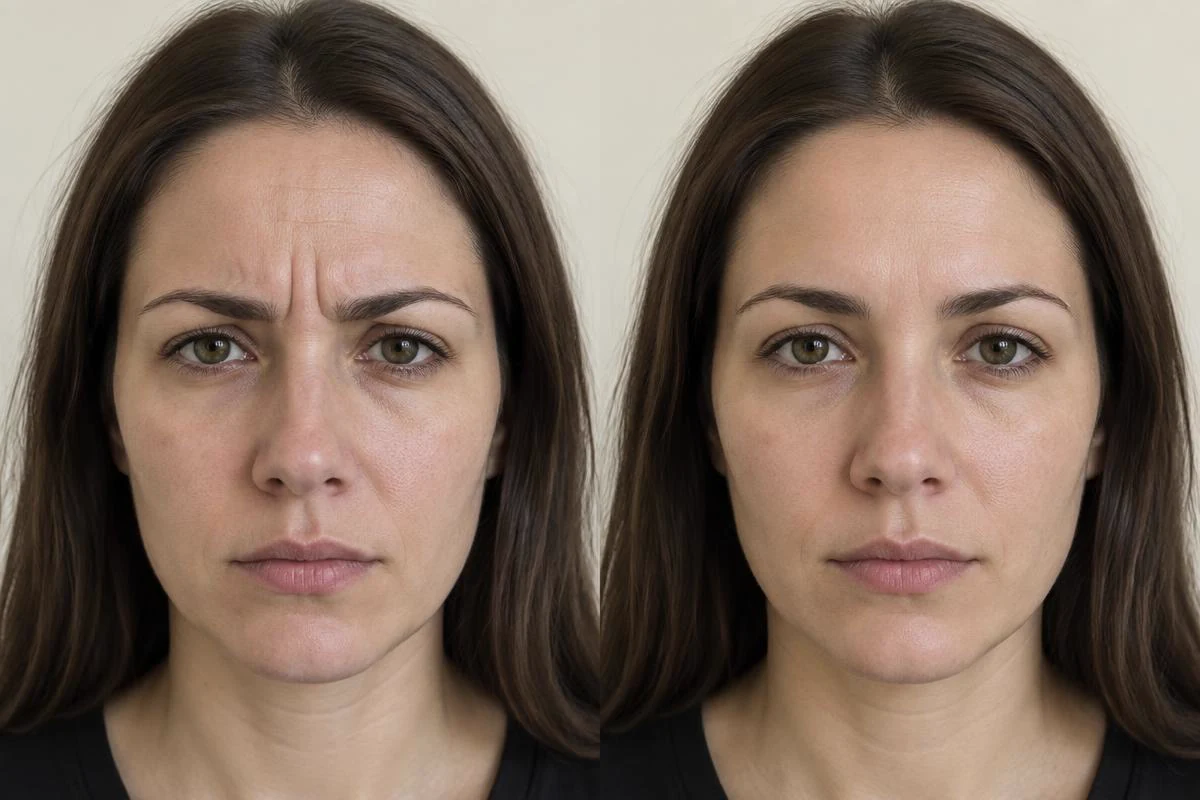 Illustrative before and after neurotoxin result on a younger adult