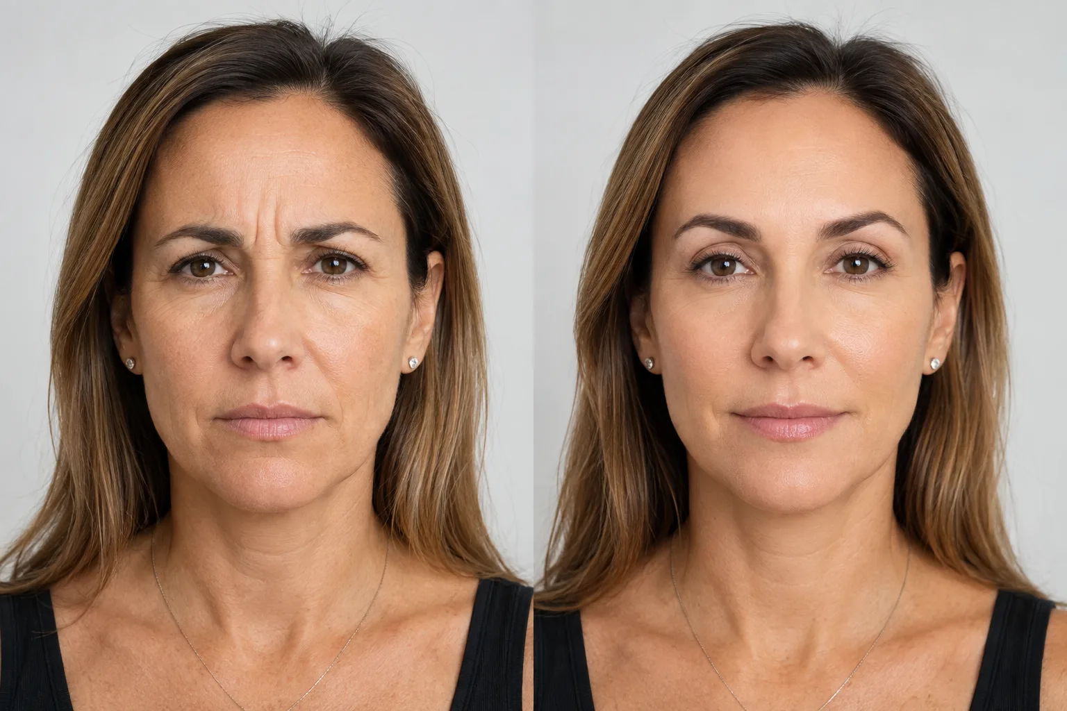 Before and after upper-face signature tox package smoothing forehead and glabella lines